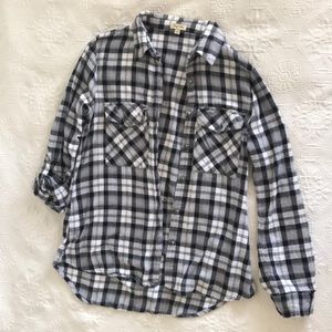 ***Black and White Plaid Flannel***